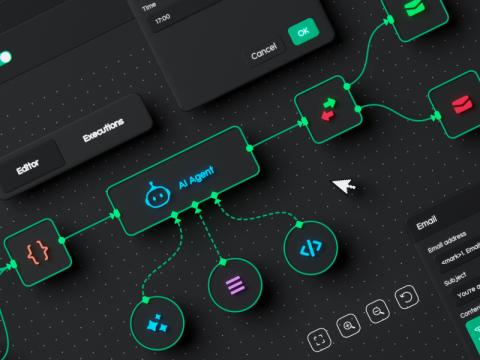 Graphic illustrating creation of an AI Agent system.