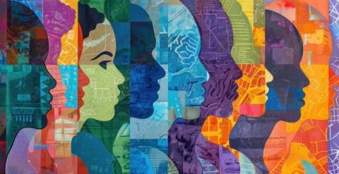 patchwork design of people's faces